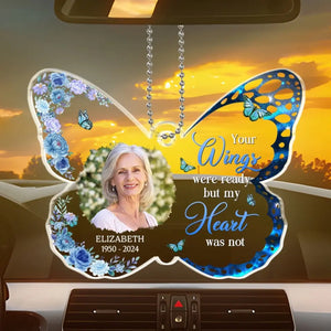 Custom Photo My Spirit Keeps Faithful Watch Over You - Memorial Personalized Custom Car Ornament - Acrylic Custom Shaped - Sympathy Gift For Family Members