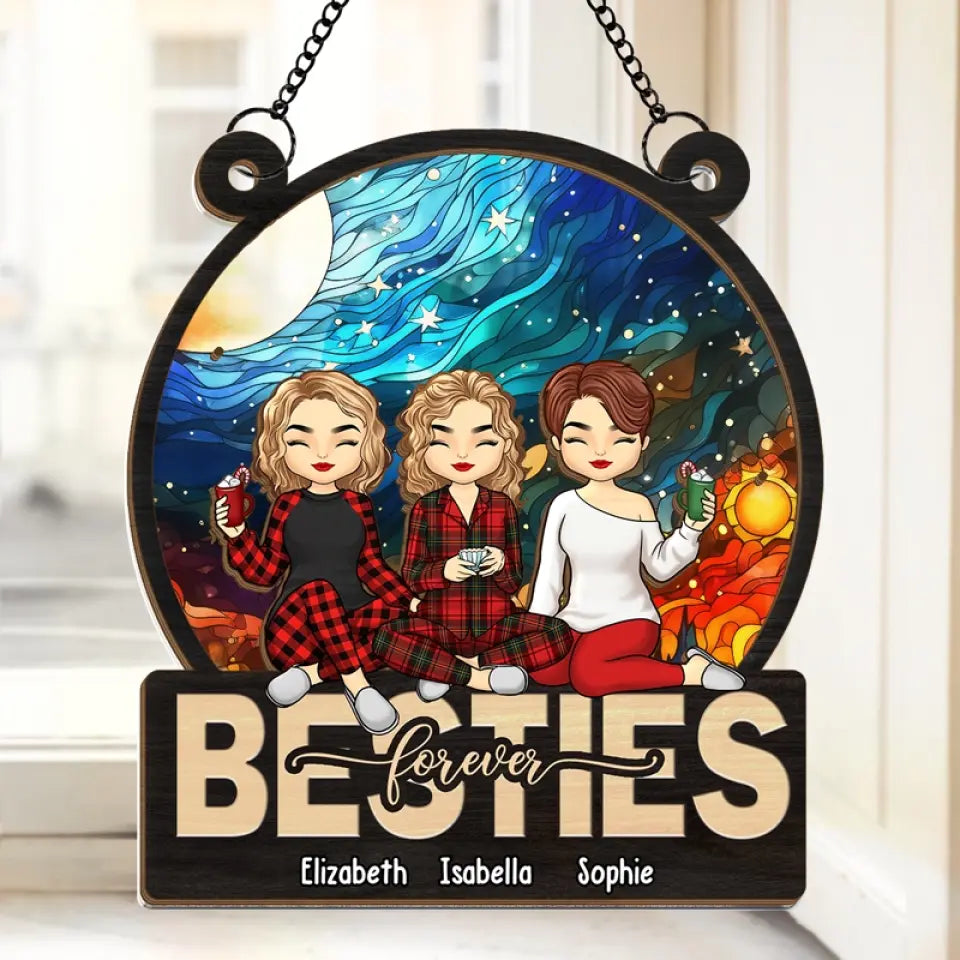 Good Friends Are Hard To Find, Harder To Leave And Impossible To Forget - Bestie Personalized Window Hanging Suncatcher - Christmas Gift For Best Friends, BFF, Sisters