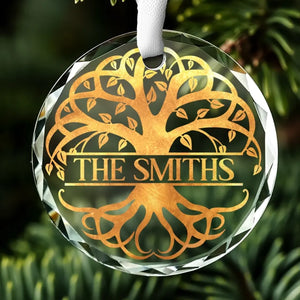 Our Family's Resilient, Enduring Tree - Family Personalized Custom Circle Glass Ornament - Christmas Gift For Family Members