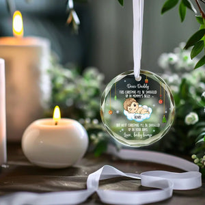 I'll Be Snuggled Up In Your Arms - Family Personalized Custom Circle Glass Ornament - Christmas Gift For Baby Kids, Newborn Baby