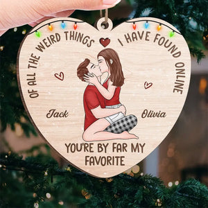 Kissing You Is Like Drinking A Shot Of Happiness - Couple Personalized Custom Ornament - Wood Custom Shaped - Christmas Gift For Husband Wife, Anniversary