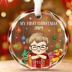 May Your Days Be Merry and Bright - Family Personalized Custom Circle Glass Ornament - Christmas Gift For Baby Kids, Newborn Baby