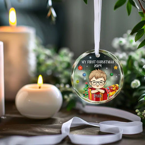 May Your Days Be Merry and Bright - Family Personalized Custom Circle Glass Ornament - Christmas Gift For Baby Kids, Newborn Baby