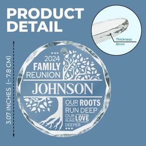 Our Roots Run Deep Our Love Runs Deeper - Family Personalized Custom Circle Glass Ornament - Christmas Gift For Family Members