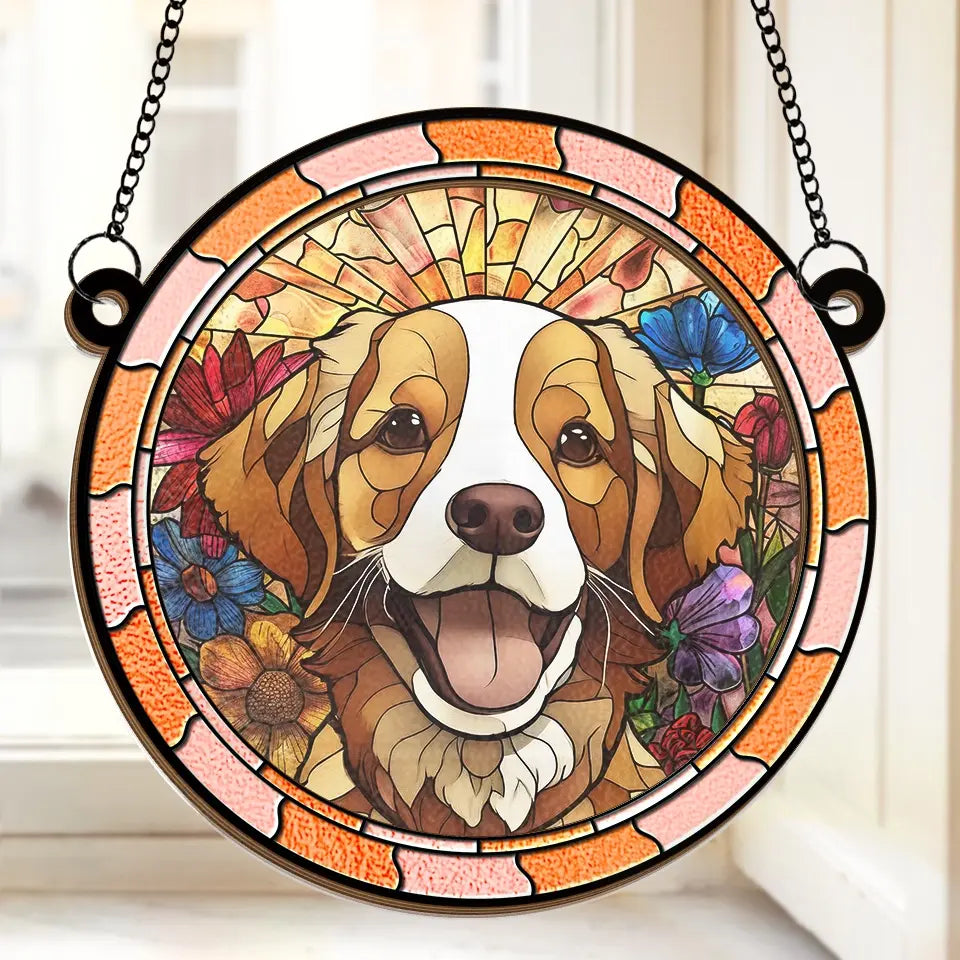 Custom Photo I’m Right Here Inside Your Heart - Memorial Personalized Window Hanging Suncatcher - Sympathy Gift For Pet Owners, Pet Lovers