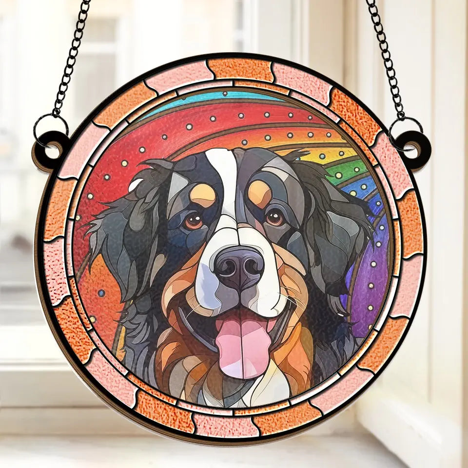 Custom Photo A Guardian Angel With A Wagging Tail - Memorial Personalized Window Hanging Suncatcher - Sympathy Gift For Pet Owners, Pet Lovers