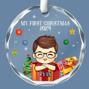 May Your Days Be Merry and Bright - Family Personalized Custom Circle Glass Ornament - Christmas Gift For Baby Kids, Newborn Baby