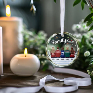 Love The Giver More Than The Gift - Family Personalized Custom Circle Glass Ornament - Christmas Gift For Family Members