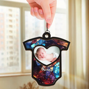 Custom Photo Forever Grateful For This Little Miracle - Family Personalized Window Hanging Suncatcher - Christmas Gift For Baby Kids, Newborn Baby