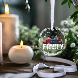 My Favorite Part Of Christmas Is Family - Family Personalized Custom Circle Glass Ornament - Christmas Gift For Family Members