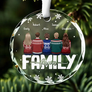 My Favorite Part Of Christmas Is Family - Family Personalized Custom Circle Glass Ornament - Christmas Gift For Family Members