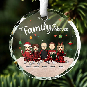 Family Makes The Season Bright - Family Personalized Custom Circle Glass Ornament - Christmas Gift For Family Members