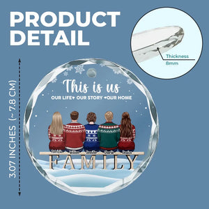 Christmas Becomes A Masterpiece When Painted With Family Moments - Family Personalized Custom Circle Glass Ornament - Christmas Gift For Family Members