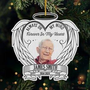 Custom Photo Always On My Mind - Memorial Personalized Custom Ornament - Metal Custom Shaped - Sympathy Gift, Christmas Gift For Family Members