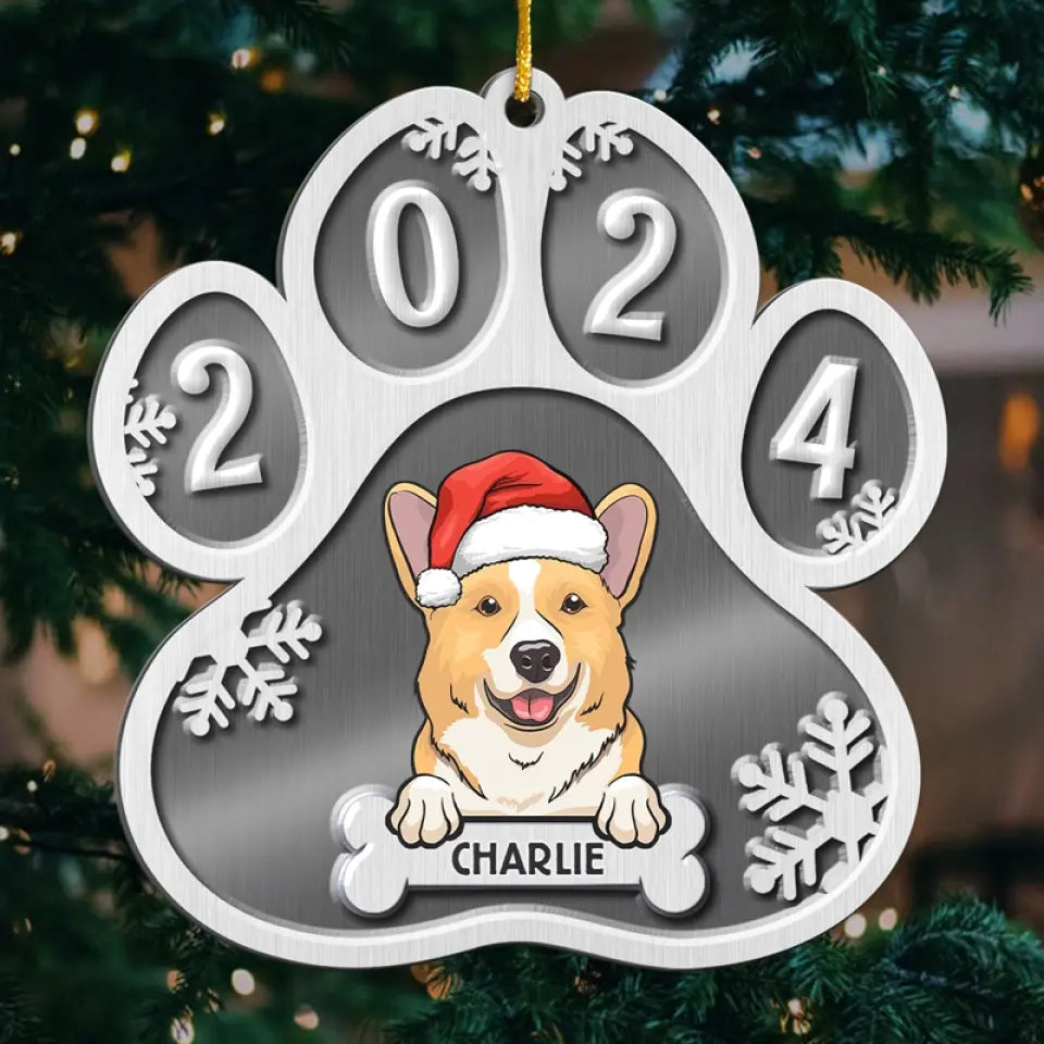 Merry Christmas, My Furry Friend! - Dog Personalized Custom Ornament - Metal Custom Shaped - Christmas Gift For Pet Owners, Pet Lovers