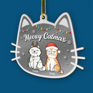 Purrfectly Festive And Full Of Cheer - Cat Personalized Custom Ornament - Metal Custom Shaped - Christmas Gift For Pet Owners, Pet Lovers