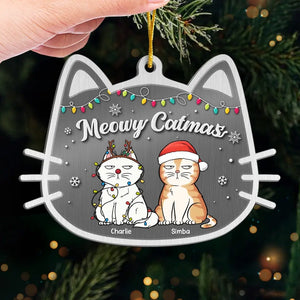 Purrfectly Festive And Full Of Cheer - Cat Personalized Custom Ornament - Metal Custom Shaped - Christmas Gift For Pet Owners, Pet Lovers