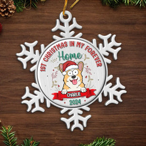 1st Christmas In My Forever Home - Dog & Cat Personalized Custom Ornament - Metal Custom Shaped - Christmas Gift For Pet Owners, Pet Lovers, First Christmas