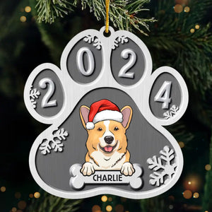 Merry Christmas, My Furry Friend! - Dog Personalized Custom Ornament - Metal Custom Shaped - Christmas Gift For Pet Owners, Pet Lovers