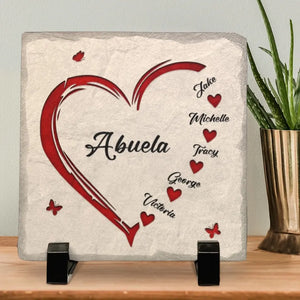 A Ray Of Sunshine Warmed Our Heart - Family Personalized Custom Square Shaped Stone With Stand - Gift For Mom, Grandma