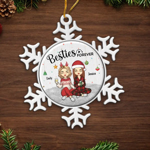 Besties Forever - Bestie Personalized Custom Ornament - Metal Custom Shaped - Christmas Gift For Best Friends, BFF, Sisters