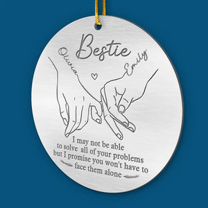 Holding Hands, We Conquer It All - Bestie Personalized Custom Ornament - Metal Custom Shaped - Christmas Gift For Best Friends, BFF, Sisters