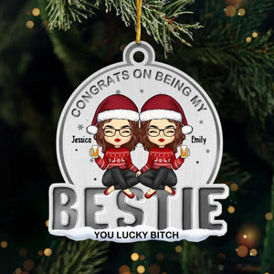 Congrats On Being My Bestie - Bestie Personalized Custom Ornament - Metal Custom Shaped - Christmas Gift For Best Friends, BFF, Sisters