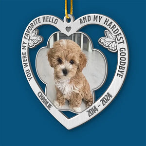 Custom Photo Gone To Heaven, Forever In Our Hearts - Memorial Personalized Custom Ornament - Metal Custom Shaped - Sympathy Gift, Christmas Gift For Pet Owners, Pet Lovers