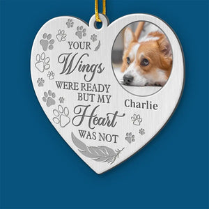 Custom Photo May You Find Comfort In The Arms Of An Angel - Memorial Personalized Custom Ornament - Metal Custom Shaped - Sympathy Gift, Christmas Gift For Pet Owners, Pet Lovers