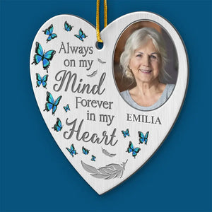 Custom Photo Now In Heaven, Forever At Peace - Memorial Personalized Custom Ornament - Metal Custom Shaped - Sympathy Gift, Christmas Gift For Family Members