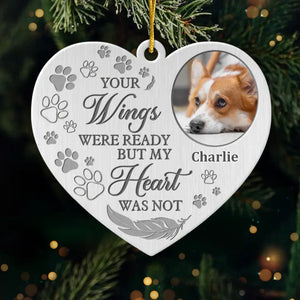 Custom Photo May You Find Comfort In The Arms Of An Angel - Memorial Personalized Custom Ornament - Metal Custom Shaped - Sympathy Gift, Christmas Gift For Pet Owners, Pet Lovers