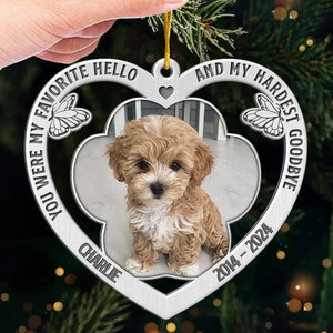 Custom Photo Gone To Heaven, Forever In Our Hearts - Memorial Personalized Custom Ornament - Metal Custom Shaped - Sympathy Gift, Christmas Gift For Pet Owners, Pet Lovers