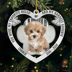 Custom Photo Gone To Heaven, Forever In Our Hearts - Memorial Personalized Custom Ornament - Metal Custom Shaped - Sympathy Gift, Christmas Gift For Pet Owners, Pet Lovers