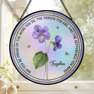 Flower Friends, Forever Fresh - Bestie Personalized Custom Stained Glass Window Hanging Suncatcher - Gift For Best Friends, BFF, Sisters