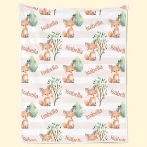 What Does The Fox Say - Family Personalized Custom Baby Blanket - Gift For Baby Kids, Newborn Baby