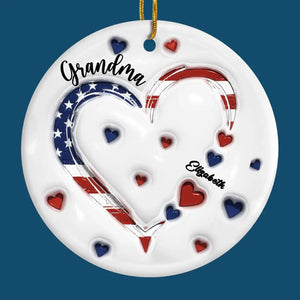 Grandma’s Love For Her Grandkids Knows No Bounds - Family Personalized Custom 3D Inflated Effect Printed Ornament - Ceramic Round Shaped - Christmas Gift For Mom, Grandma