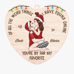 Kissing You Is Like Drinking A Shot Of Happiness - Couple Personalized Custom Ornament - Wood Custom Shaped - Christmas Gift For Husband Wife, Anniversary