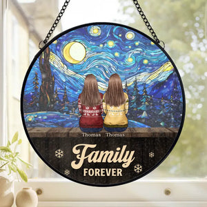 Siblings Forever - Family Personalized Custom Stained Glass Window Hanging Suncatcher - Christmas Gift For Family Members