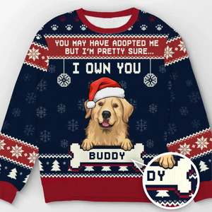 I Own You - Dog Personalized Custom Ugly Sweatshirt - Unisex Wool Jumper - Christmas Gift For Pet Owners, Pet Lovers