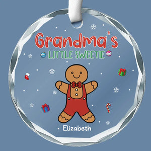 Cozy Cuddles With Grandma's Gingerbread - Family Personalized Custom Circle Glass Ornament - Christmas Gift For Mom, Grandma