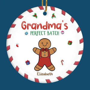 Cherish The Sweet Moments With Family, Just Like Gingerbread Treats - Family Personalized Custom Ornament - Ceramic Round Shaped - Christmas Gift For Mom, Grandma