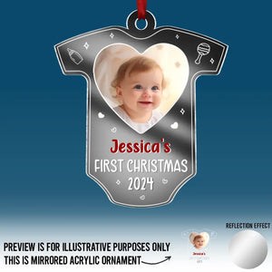 Custom Photo First Christmas - Family Personalized Custom Mirrored Acrylic Ornament - Christmas Gift For Baby Kids, Newborn Baby