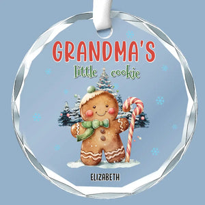 Grandma's Gingerbread And Her Loving Squeeze - Family Personalized Custom Circle Glass Ornament - Christmas Gift For Mom, Grandma