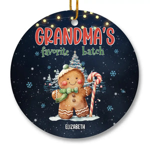 Grandma's Favorite Batch - Family Personalized Custom Ornament - Ceramic Round Shaped - Christmas Gift For Mom, Grandma