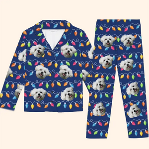 Custom Photo Wagging Tails All The Way To Christmas - Dog & Cat Personalized Custom Pajamas - Christmas Gift For Pet Owners, Pet Lovers