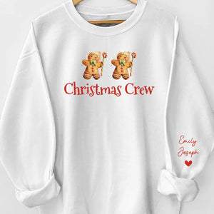 Holiday Wishes Made With Gingerbread Hugs And Peppermint Kisses - Family Personalized Custom Unisex Sweatshirt With Design On Sleeve - Christmas Gift For Family Members