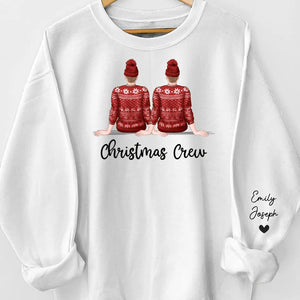 Christmas Crew - Family Personalized Custom Unisex Sweatshirt With Design On Sleeve - Christmas Gift For Family Members