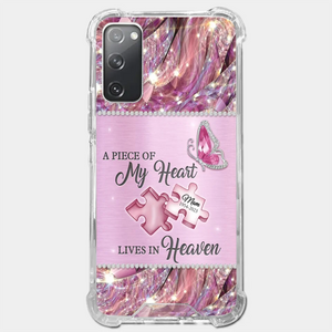 A Piece Of My Heart Lives In Heaven - Memorial Personalized Custom Clear Phone Case - Sympathy Gift For Family Members