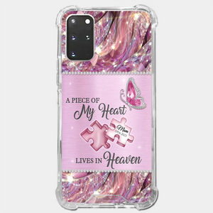 A Piece Of My Heart Lives In Heaven - Memorial Personalized Custom Clear Phone Case - Sympathy Gift For Family Members