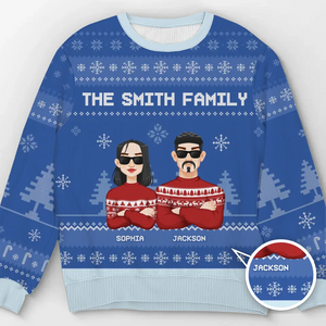 Lights Fill The Streets Spreading So Much Cheer - Family Personalized Custom Ugly Sweatshirt - Unisex Wool Jumper - Christmas Gift For Family Members